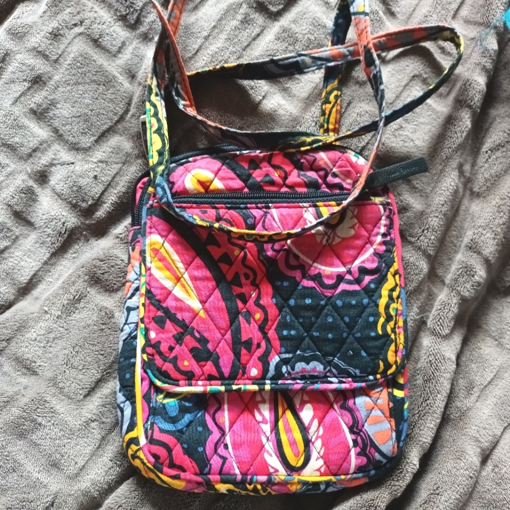 Vera Bradley black and dark pink paisley crossbody purses